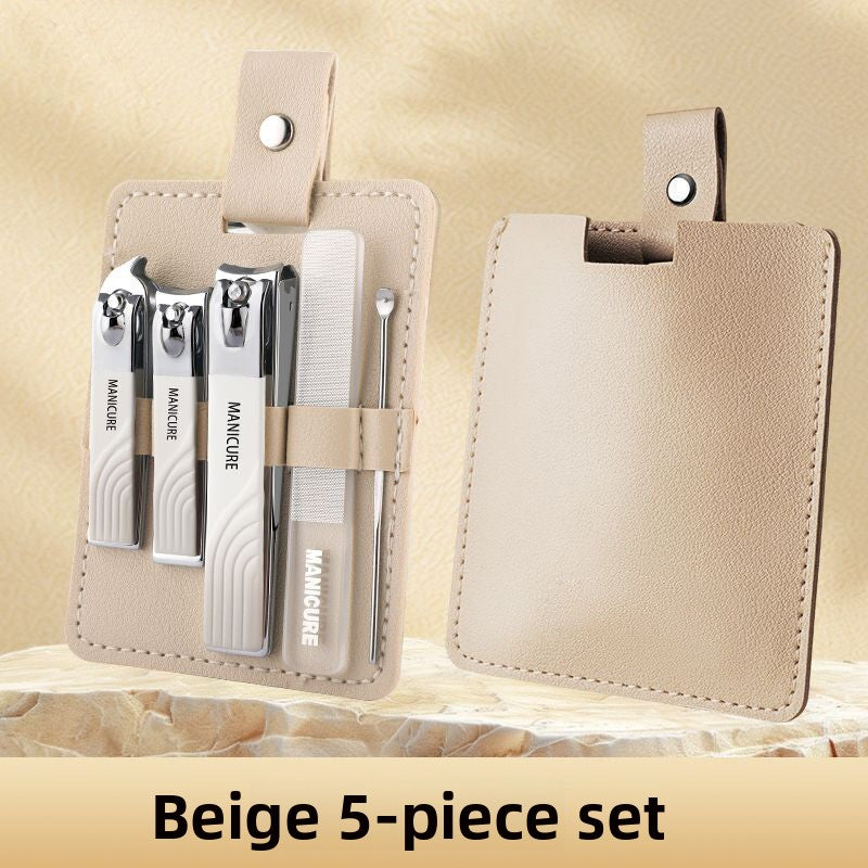 A 5-piece stainless steel nail clipper storage box set