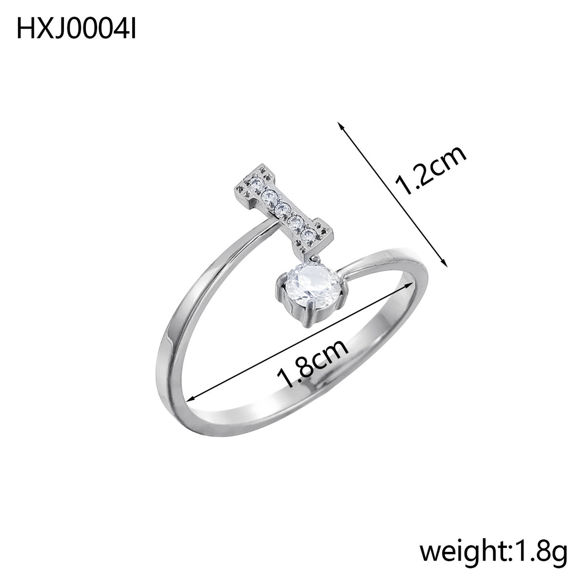 Letter Open Ring with Diamond Accents