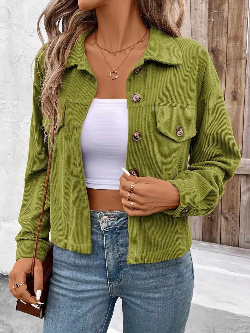 Long Sleeve Button Front Casual Shirt Jacket