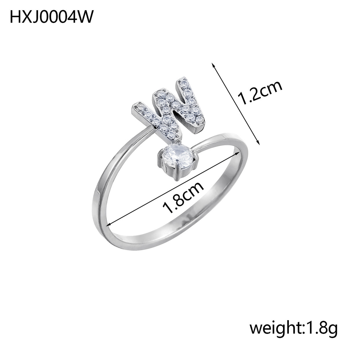 Letter Open Ring with Diamond Accents