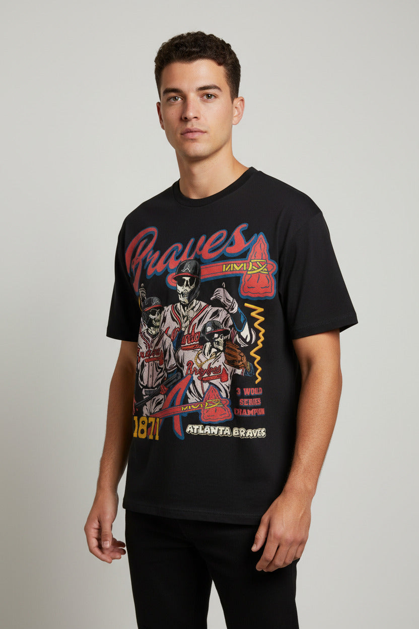 Men's Oversized Cotton T-Shirt with Bold Y2K Graphic Prints
