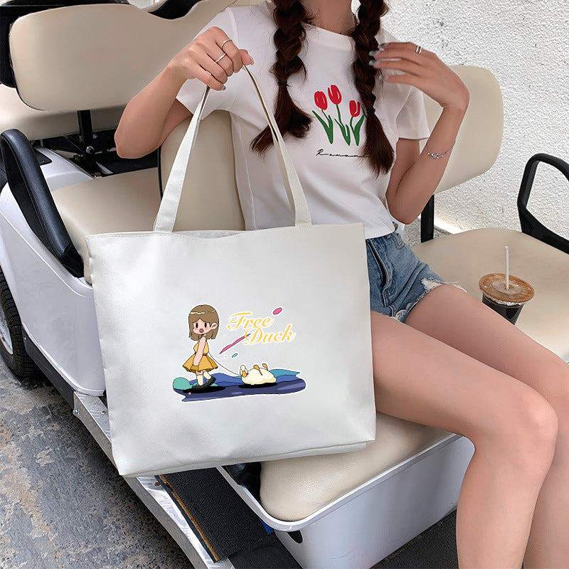 Canvas Tote Bag with Trendy Prints