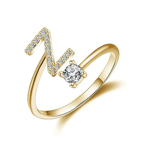 Letter Open Ring with Diamond Accents