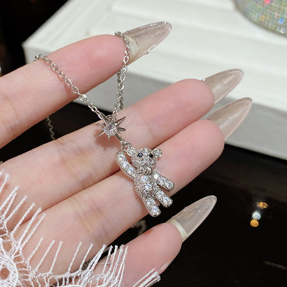 Titanium Steel Zircon Necklace with Geometric Pendant