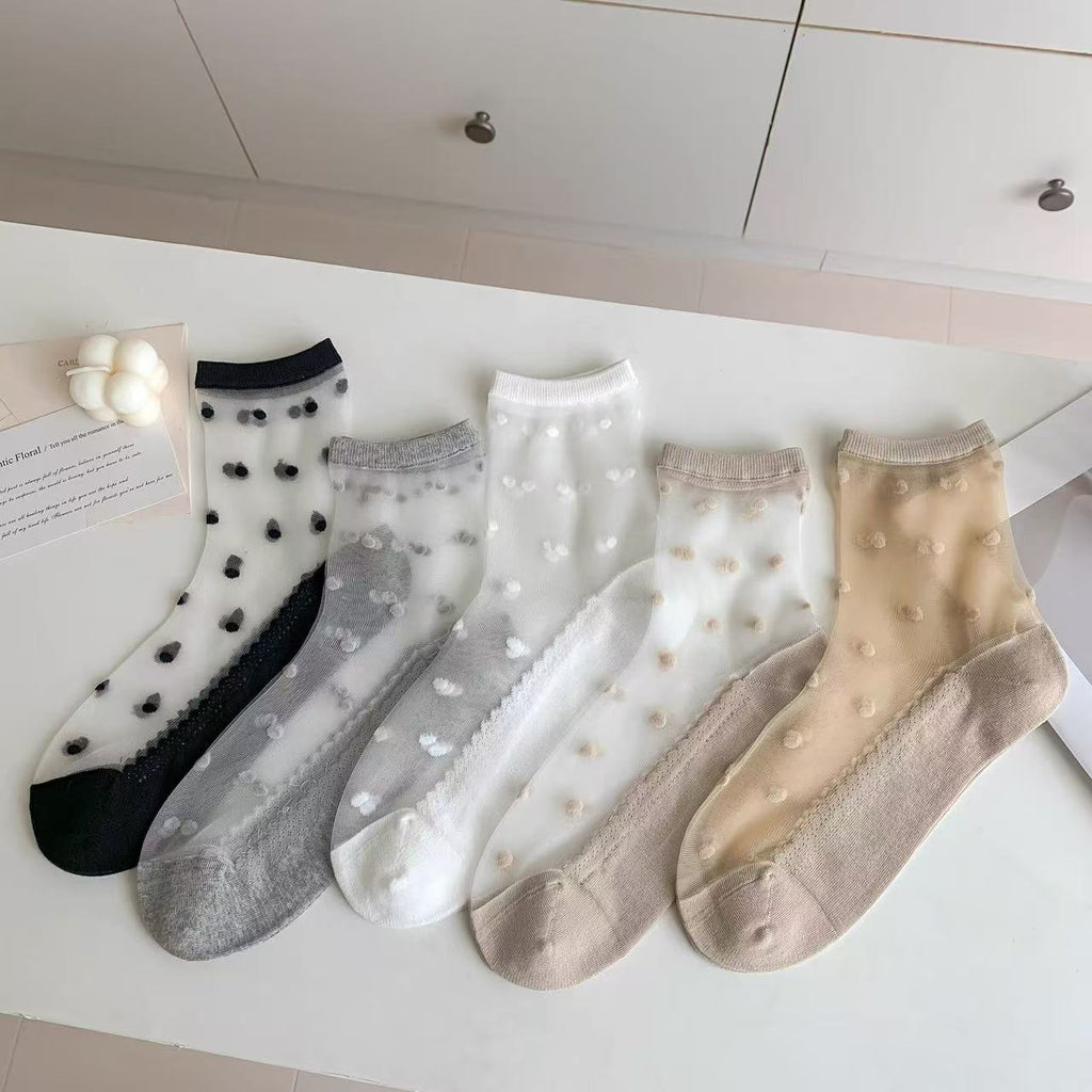 Women's Ultra-Thin Breathable Cotton Bottom Polka Dot Socks
