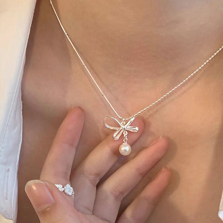 Sterling Silver Heart Pearl Necklace