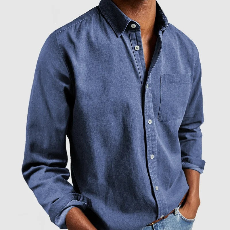 Men's Long Sleeve Turn-Down Collar Shirt in Multiple Colors