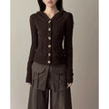 Retro Button Twist Brown Sweater Jacket
