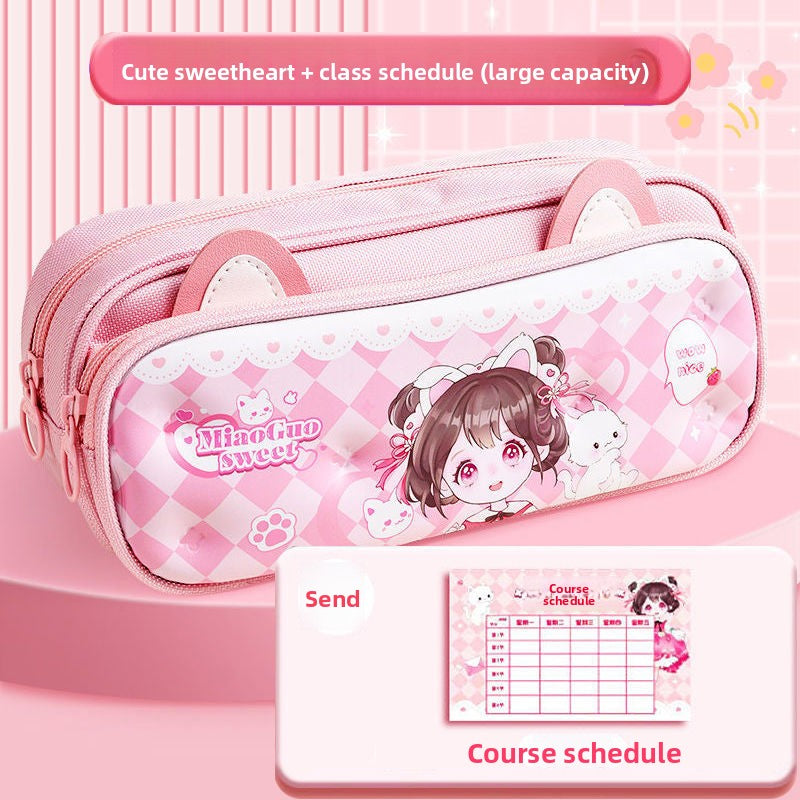 Cute Animal Canvas Pencil Case for Kids