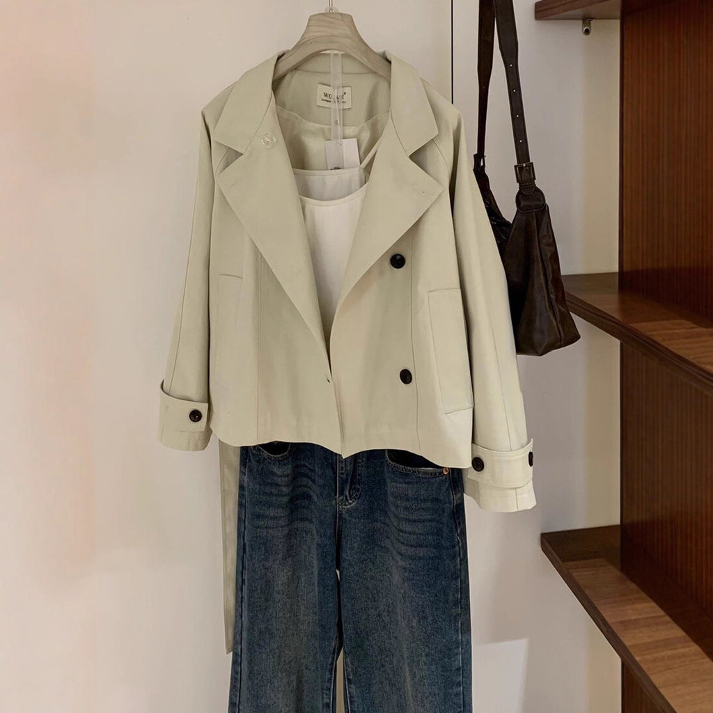 Lady's belt style versatile trench coat