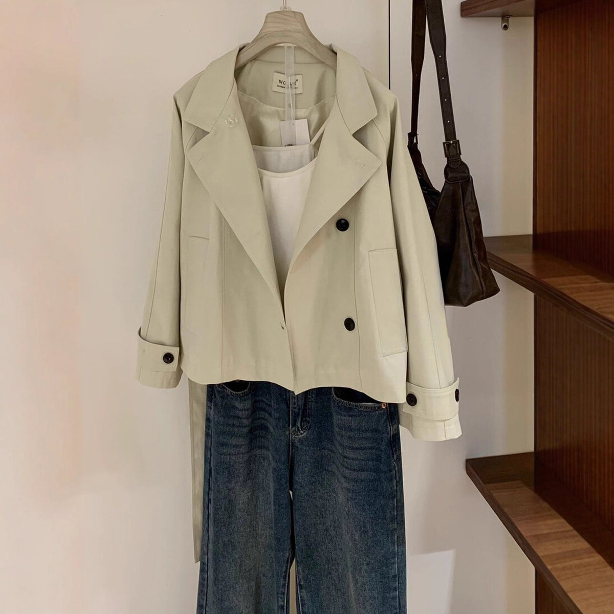 Lady's belt style versatile trench coat