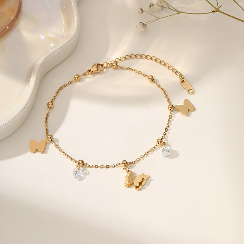 Fashion Titanium Steel Ankle Chain with Tassel