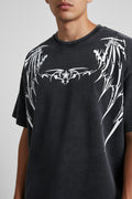Graphic Wing Print Cotton T-Shirt in Black, Multiple Sizes