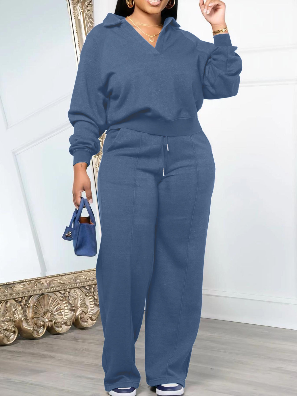 Women Casual Solid Color Tracksuit Set