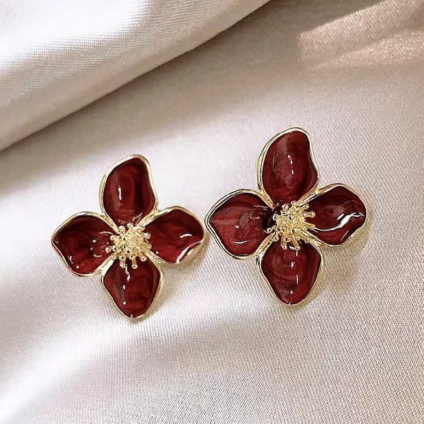 Korean version of green flower earrings