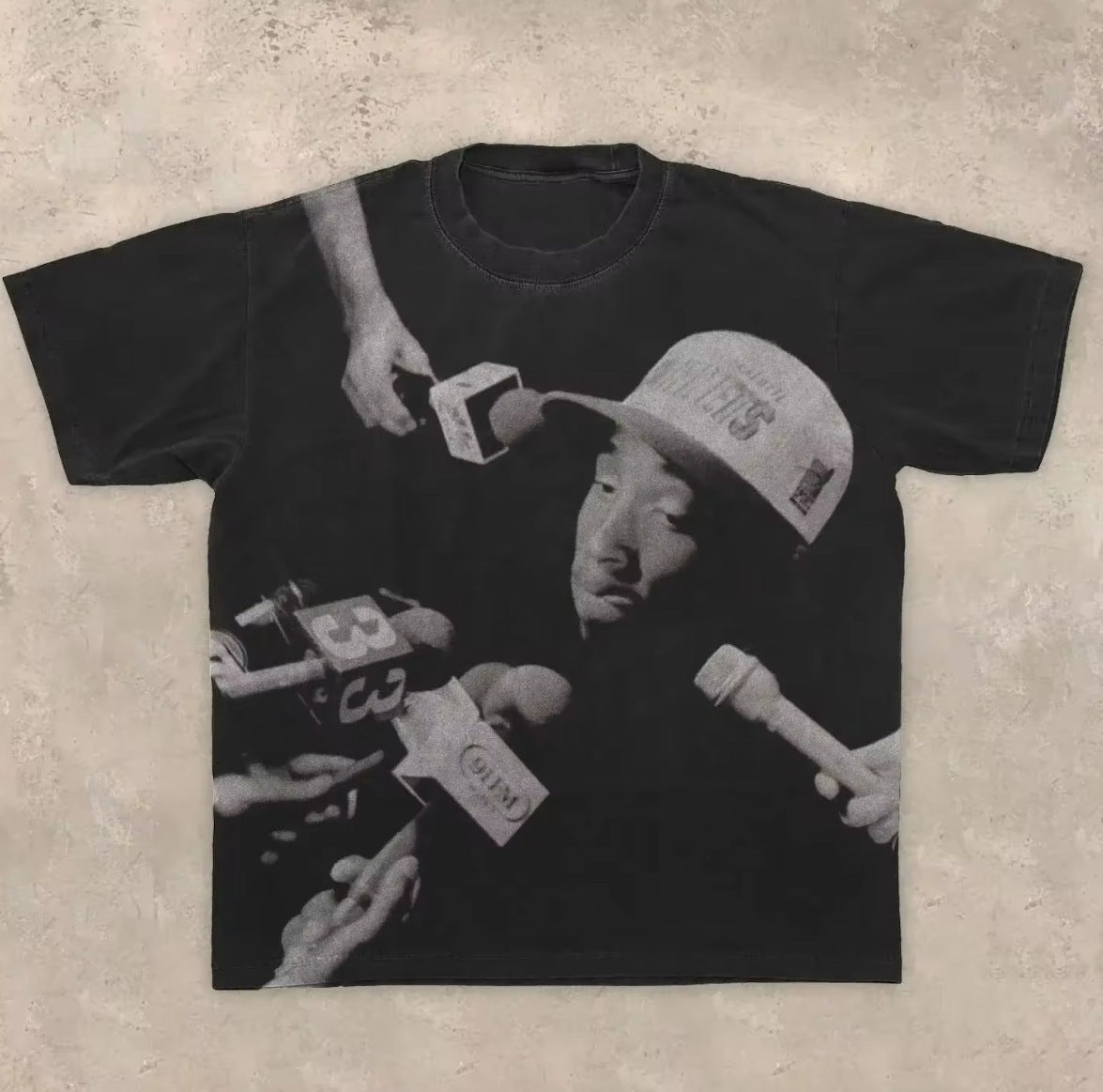 Oversized Graphic Print Cotton Blend T-Shirt