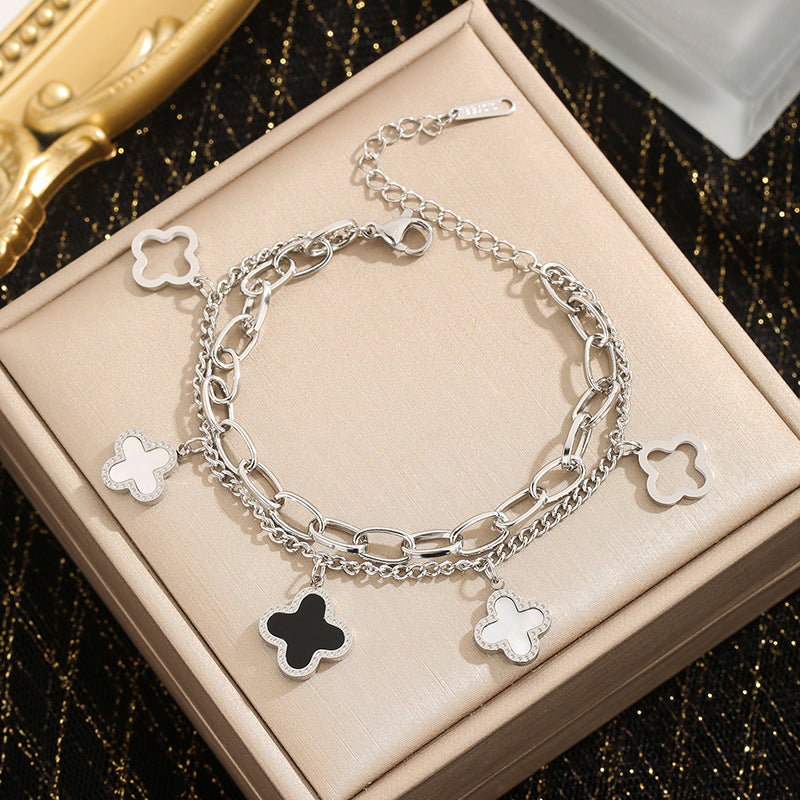 Four-leaf clover titanium steel bracelet