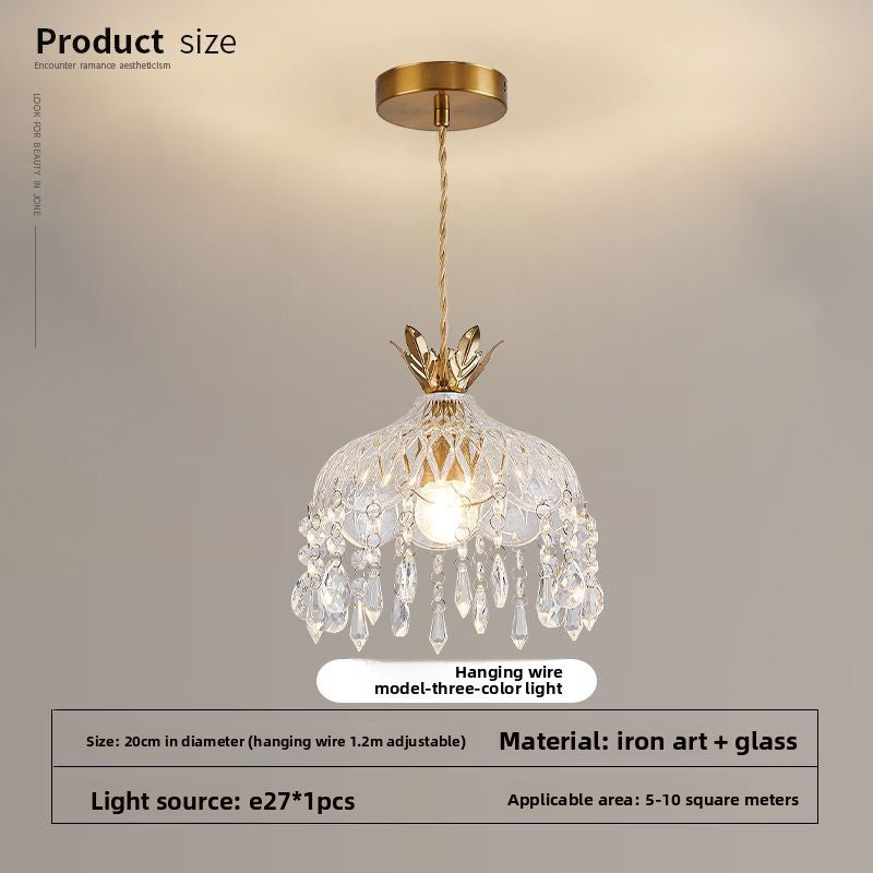 French Retro Crystal LED Chandelier Light