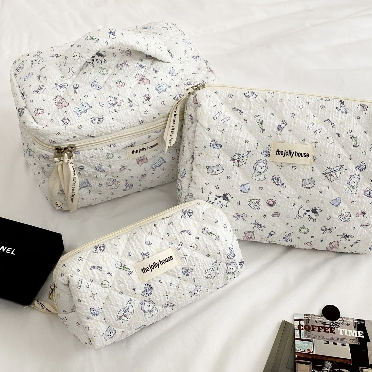 Cute Bow Makeup Bag Women Large Capacity Storage Pencil Case