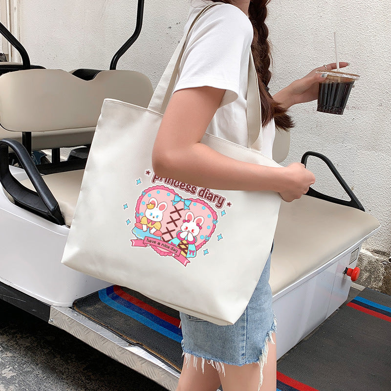 Canvas Tote Bag with Trendy Prints