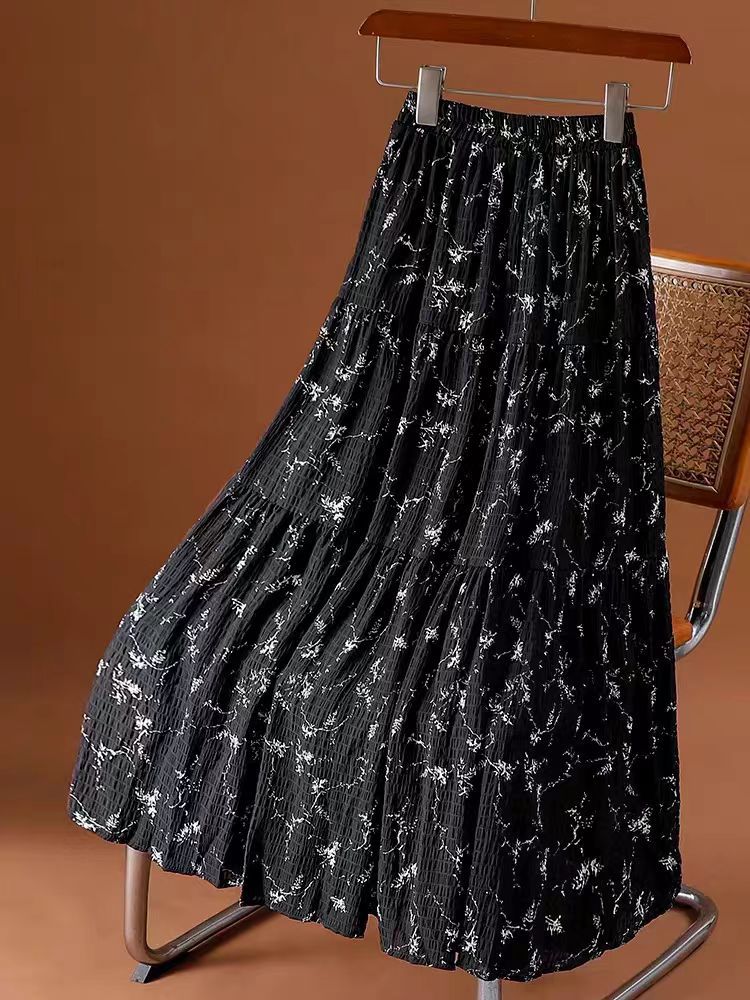Floral Print Chiffon Midi Skirt