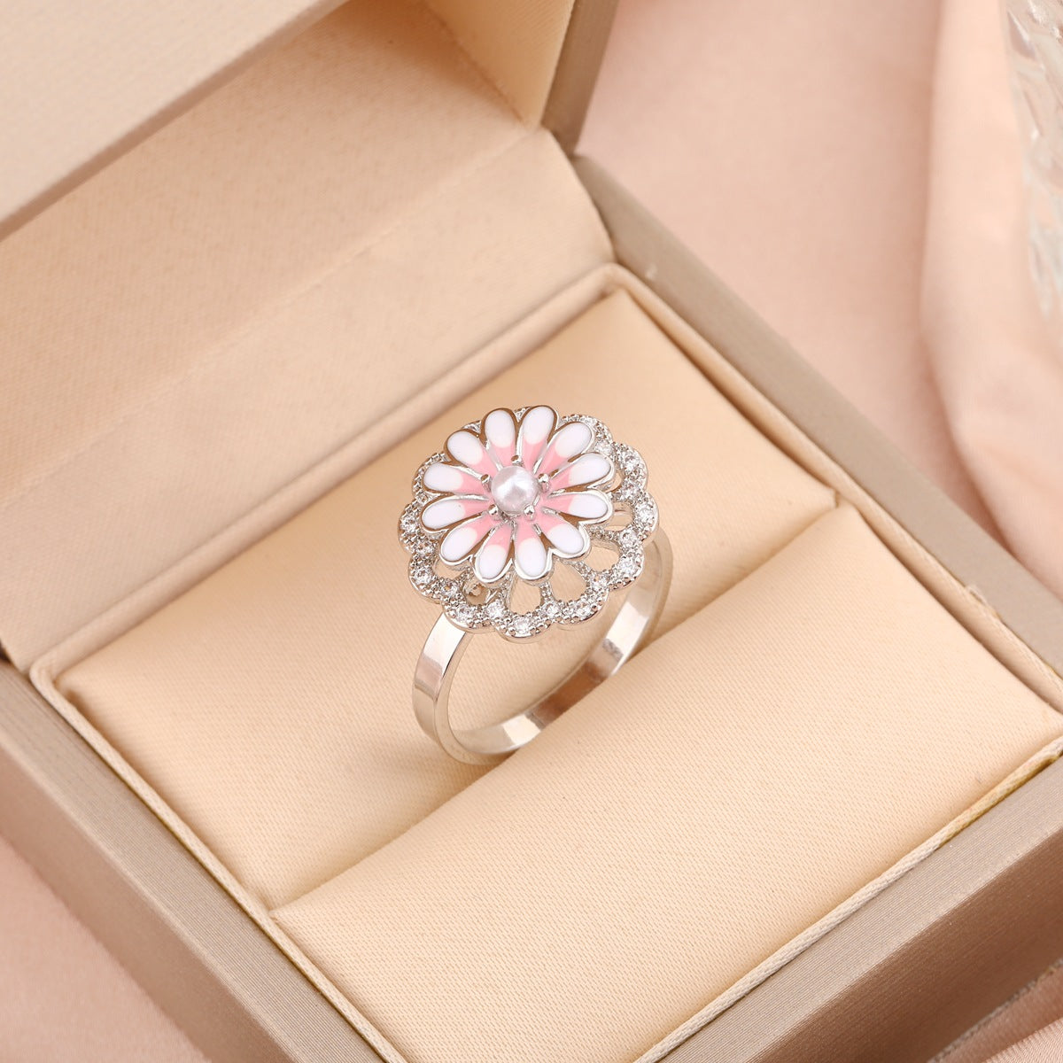 Adjustable Spinning Zircon Copper Ring