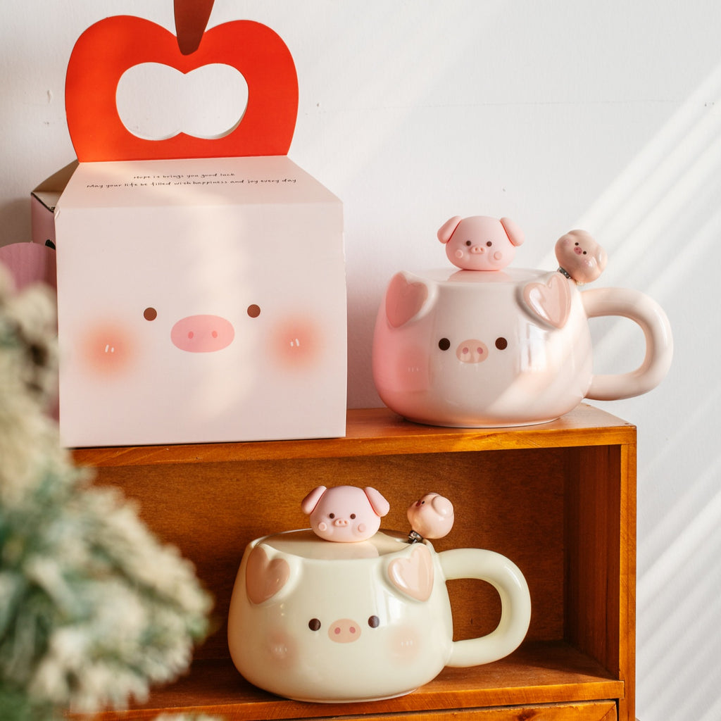 Creative Piggy Ceramic Mug with Lid