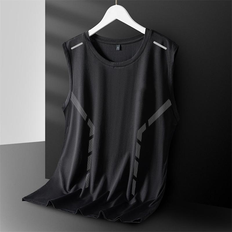 Men's Quick-Dry Mesh Sports Vest with Geometric Patterns