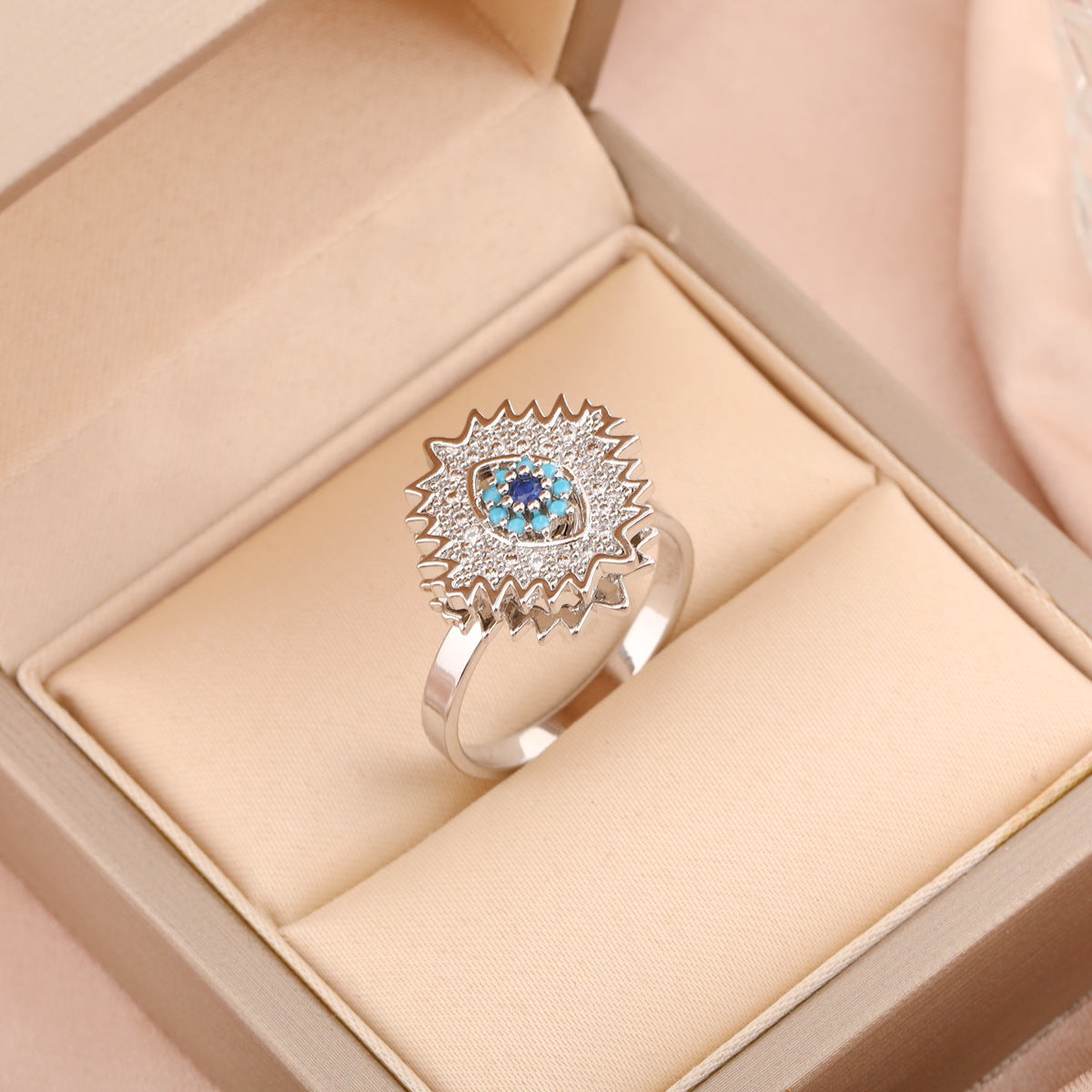 Adjustable Spinning Zircon Copper Ring