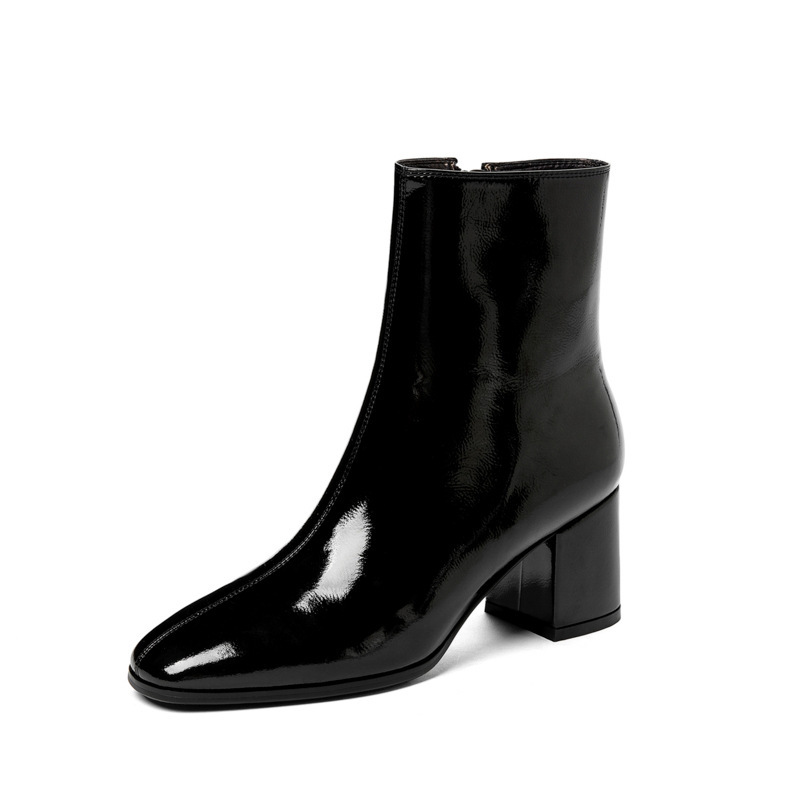 Pointed Toe Women Boots Side Zipper Chunky Heel