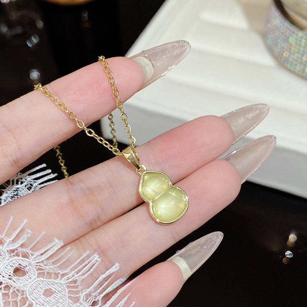 Titanium Steel Zircon Necklace with Geometric Pendant