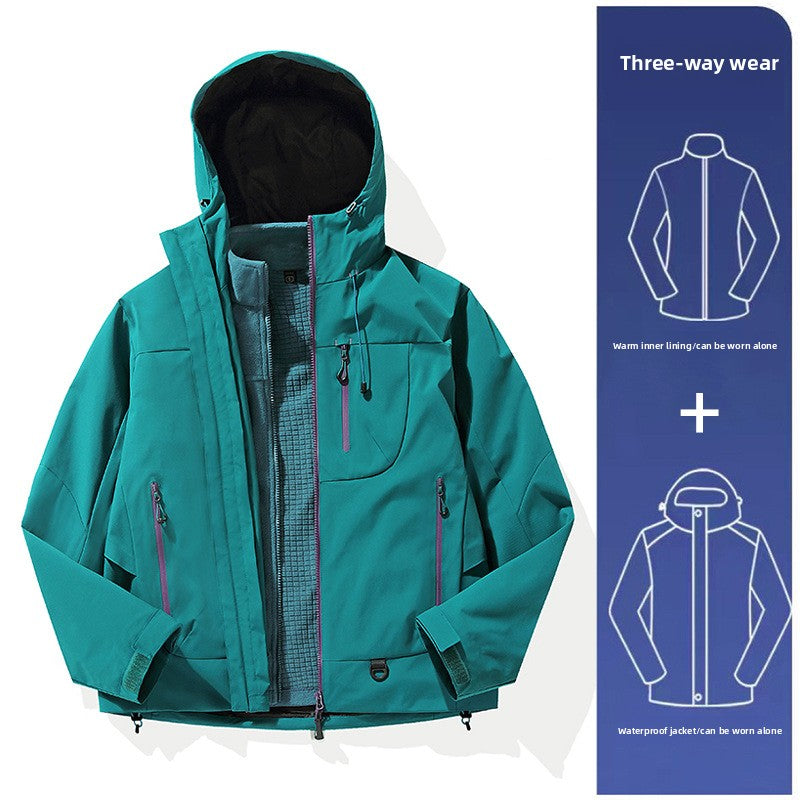 Windproof Waterproof Outdoor Jacket with Removable Fleece Liner