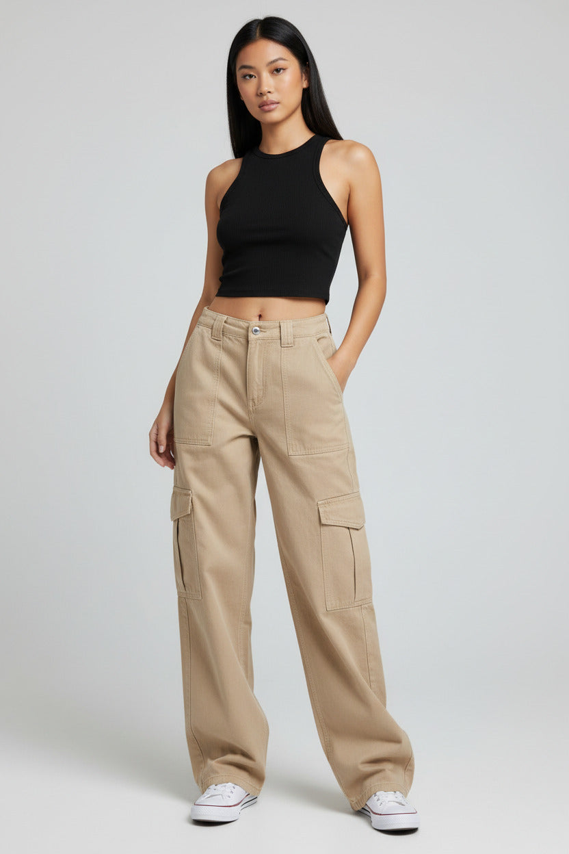 Straight Leg High Waist Denim Pants