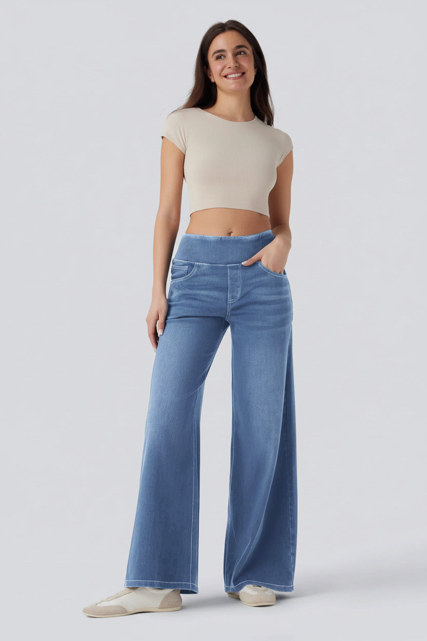 Loose-fitting zip-up wide-leg pants