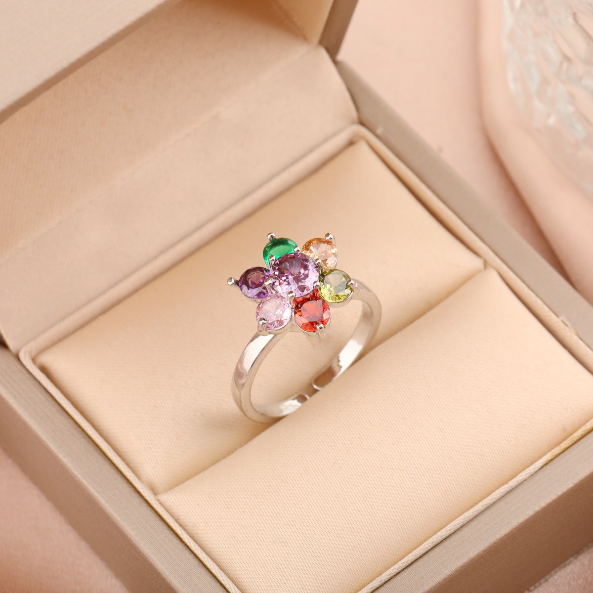 Adjustable Spinning Zircon Copper Ring