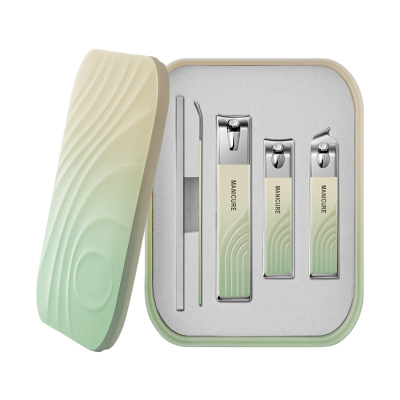 A 5-piece stainless steel nail clipper storage box set