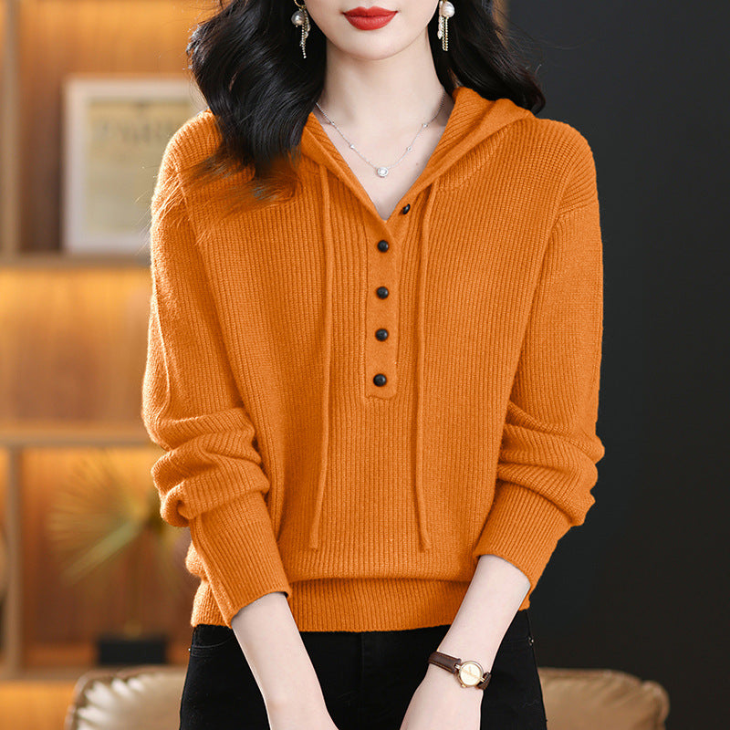 Womens Hooded Knitted Sweater