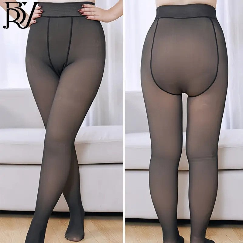 Women's Sheer Fleece-Lined Leggings Winter Thickened Thermal Tights