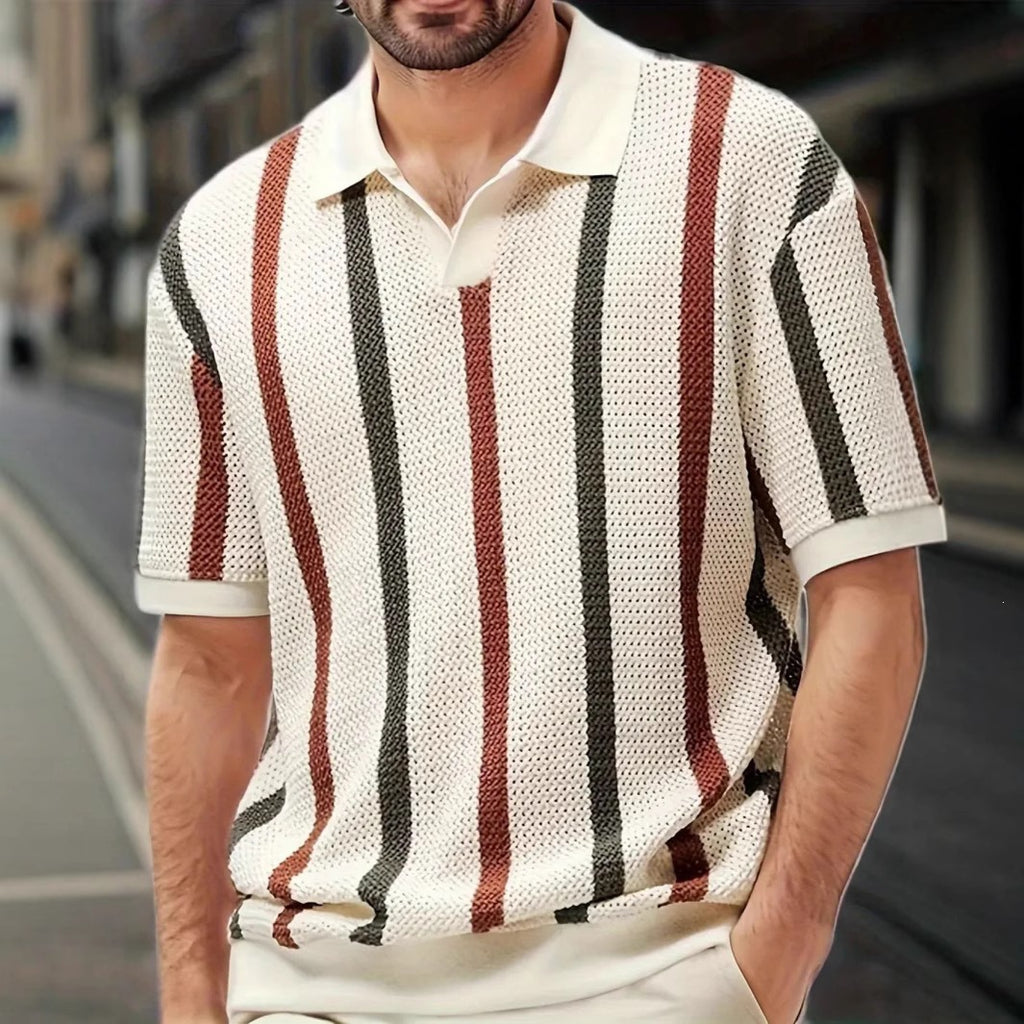 Geometric Color Block Polo Shirt