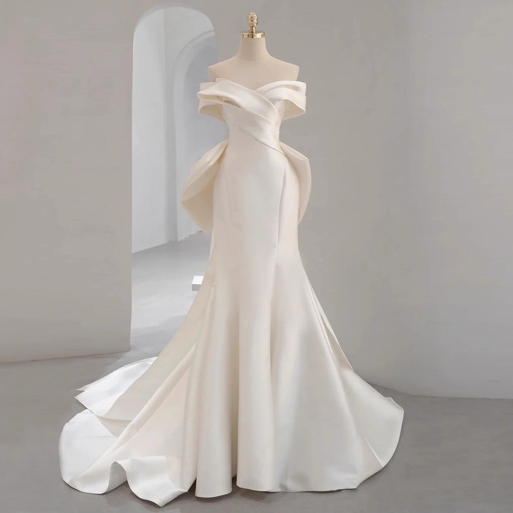 French Satin Fishtail Wedding Dress