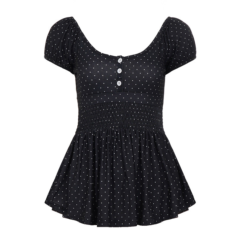 Lady's dotted print T-shirt