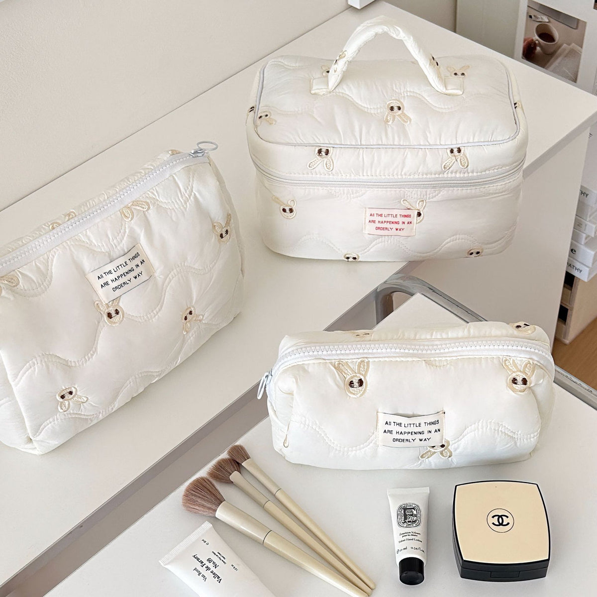 Cute Bow Makeup Bag Women Large Capacity Storage Pencil Case