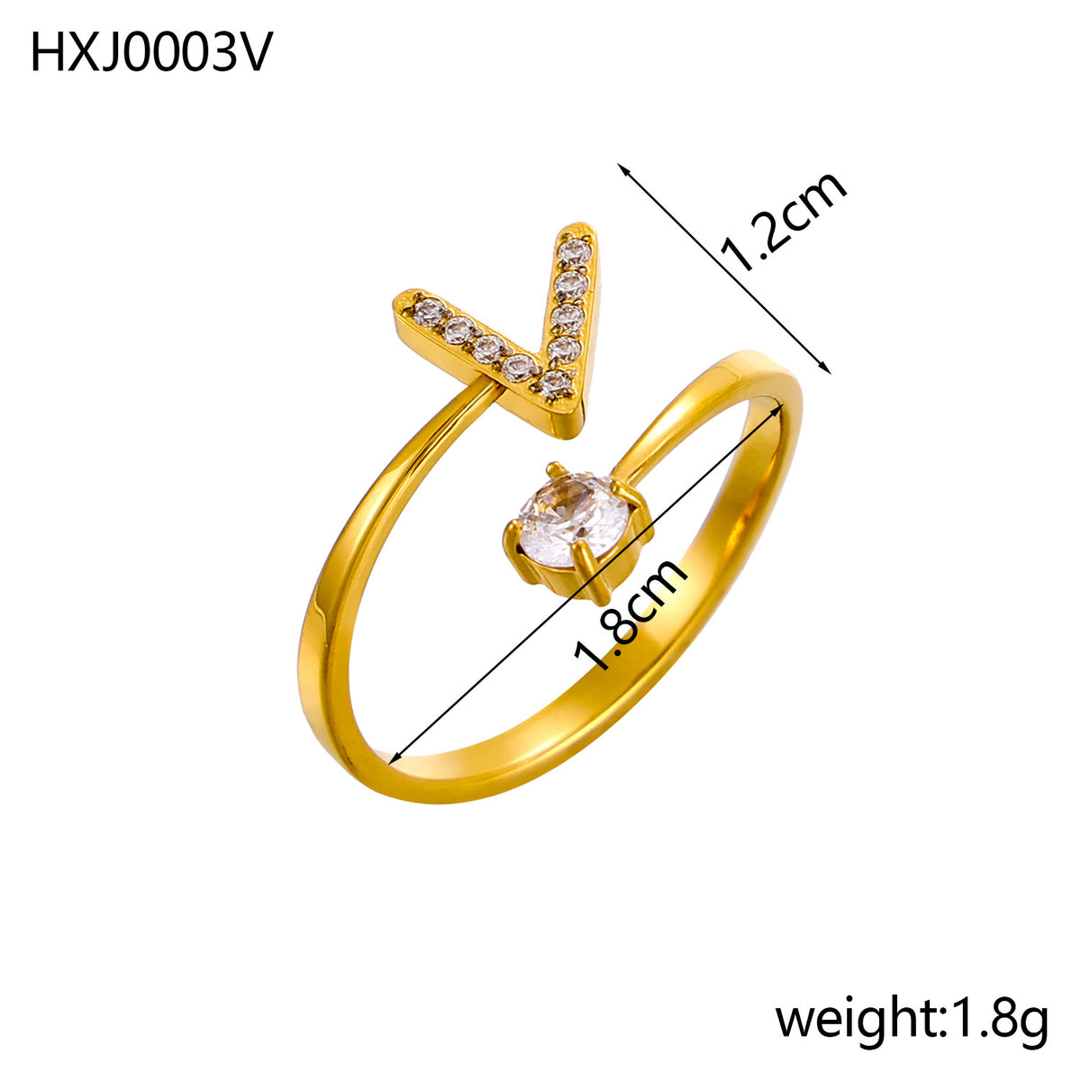 Letter Open Ring with Diamond Accents