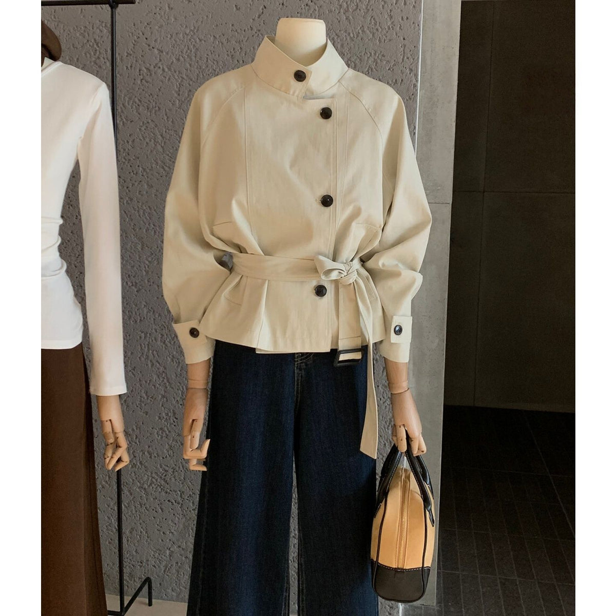 Lady's belt style versatile trench coat