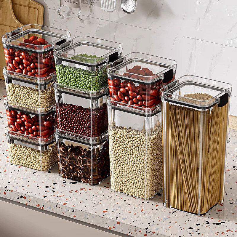 Snap Lock Food Storage Container with Transparent Square Design
