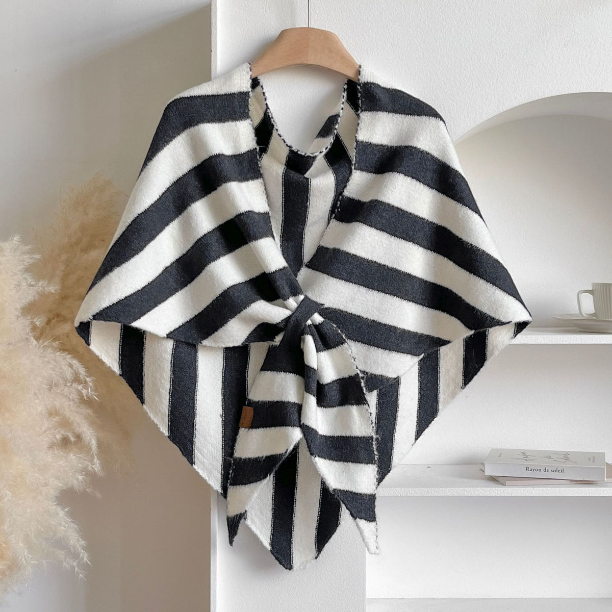 Cozy Knit Triangular Wool Shawl