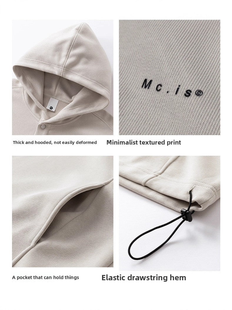 Men's Deconstructed Hoodie Drawstring Hem Letter Print Pullover Sweatshirt