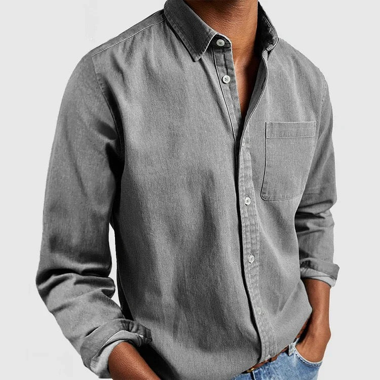 Men's Long Sleeve Turn-Down Collar Shirt in Multiple Colors