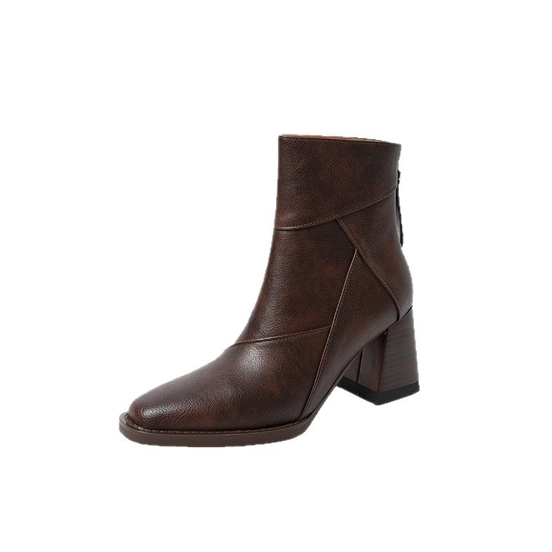 Women Square Toe Chunky Heel Fashion Boots