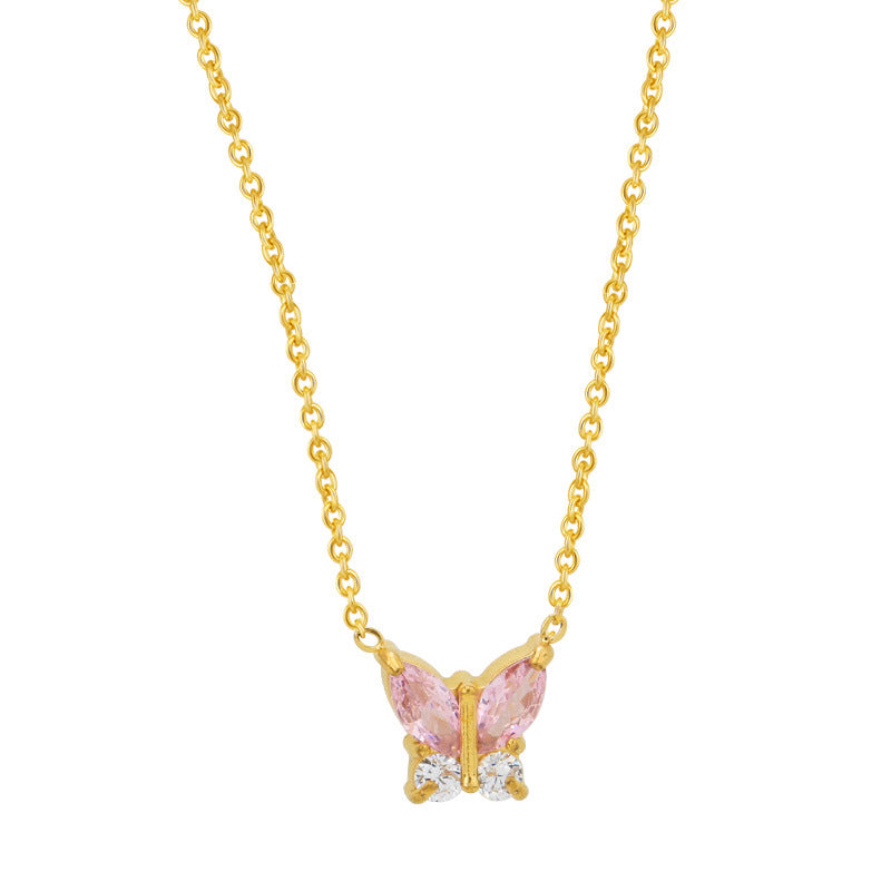 Butterfly Zircon Necklace Gold Plated Jewelry